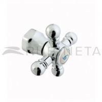 Faucet handle "CROSS" 7x7 "RUBINETA" for hot water