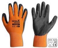 Working gloves, orange nitrile dipped