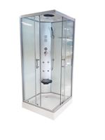 Masāžas dušas kabīne VENTO PALERMO 90x90x215cm, zemais (15cm) paliktnis, caurspīdīgi stikli