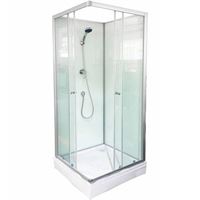 Square shower cabin 80x80x200cm, behind. glasses matte, for.glass transparent