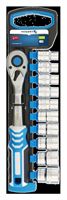 Sockets set with ratchet handle 1/2", CrV steel, 72 T, 11 pcs