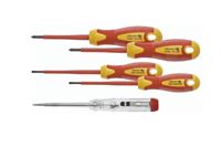 5- piece insulated screwdriver set, 1000 V, S2 steel. With voltage tester.