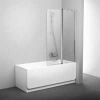 CVS2-100 L Bathtub Screen (Movable two-part bathtub screen. Alubright gloss+transparent)