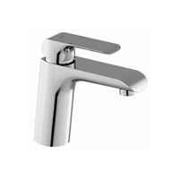 Flat standing washbasin tap without pop-up waste