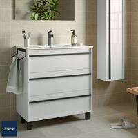 Bathroom furniture set ATTILA 800 3 drawers WHITE GLOSS LACQUERED + Basin