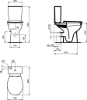 Attēls WC pods EUROVIT+ Ideal Standard invalīdiem, ūdens padeve no apakšas, horizontāls izvāds, 4.5/3l