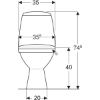 Attēls WC pods SOLO  45gr. izv., PP vāks, ūdens padeve no apakšas,3/6l