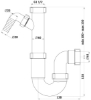 Attēls U-veida sifons  bez noplūdes, 1'1/2x40-50, ar veļas mašīnas pieslēgumam